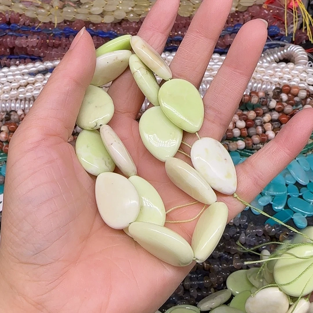 玛瑙/玉髓合金珠宝半成品柠檬石水滴一条18mm