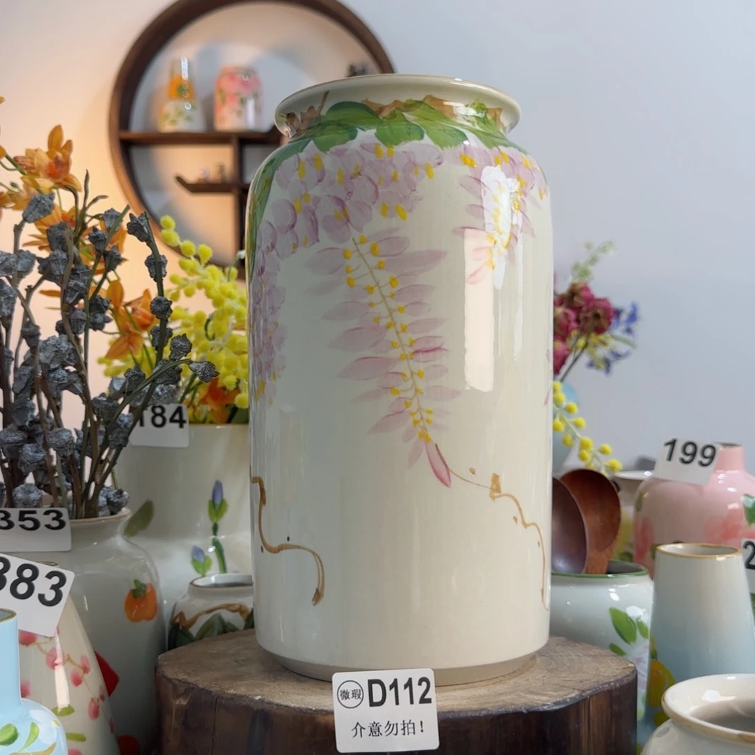 摆件景德镇手绘陶瓷花瓶摆件无孔