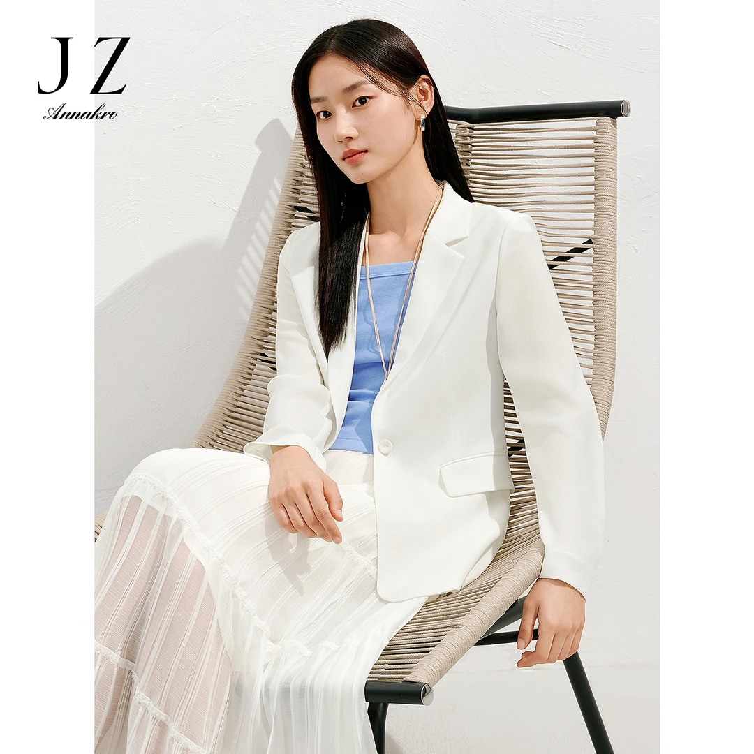 【安雅专属】玖姿安娜蔻KWFX40211极简通勤风收腰西装外套女