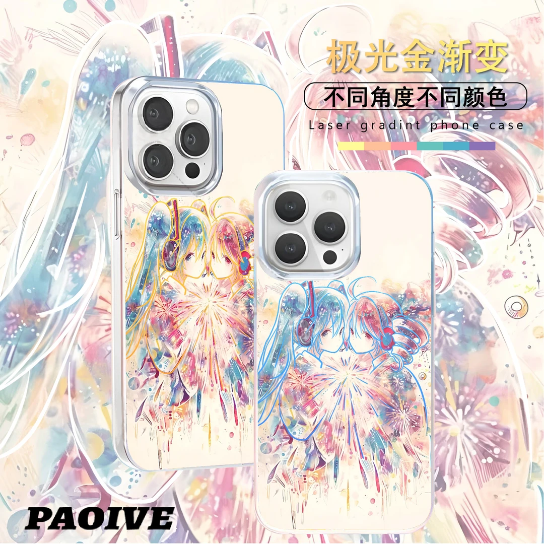 初音未来适用苹果华为vivo一加iPhone小米红米一加极光手机壳