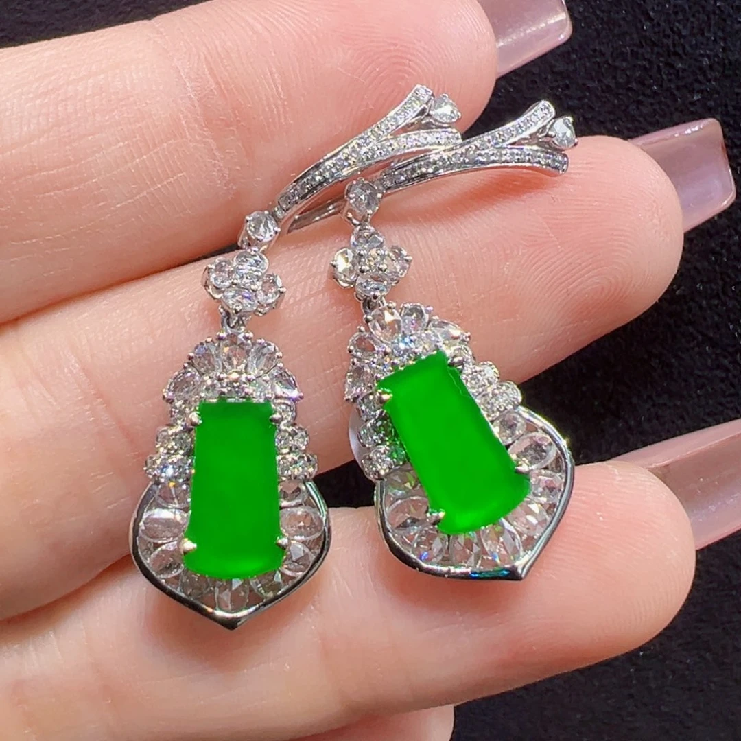 翡翠耳饰18K金镶嵌耳坠