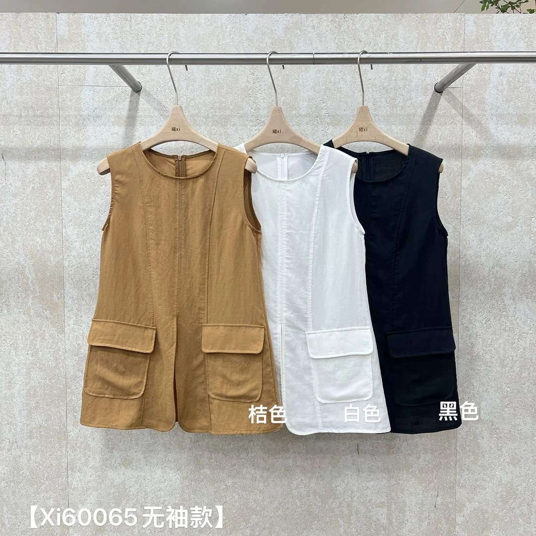 鑫燃KIKI （知性麻衫）天丝平纹亚麻轻薄无袖衬衣 60065 XI