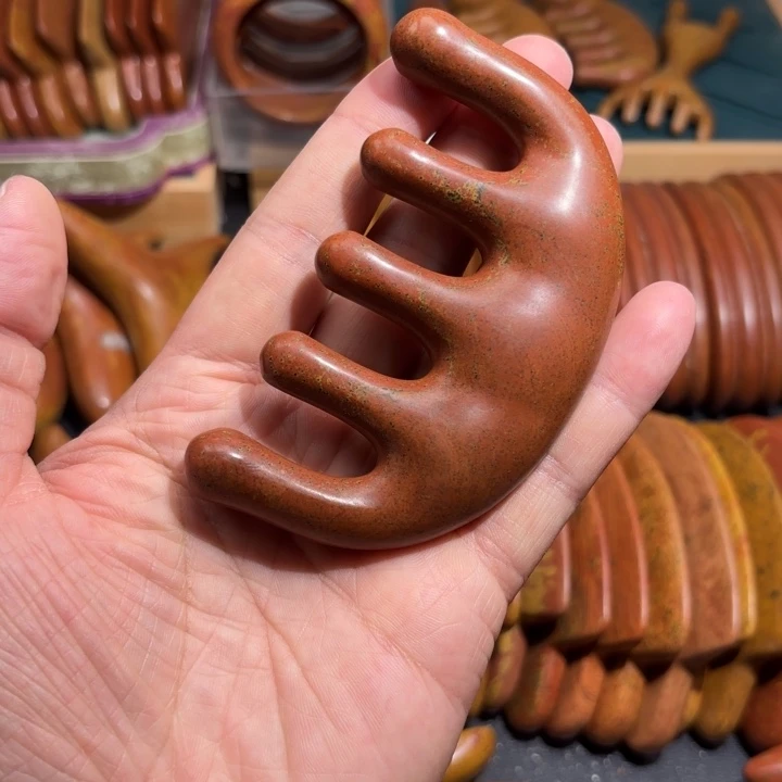 红砭石精品款加厚五齿按摩梳