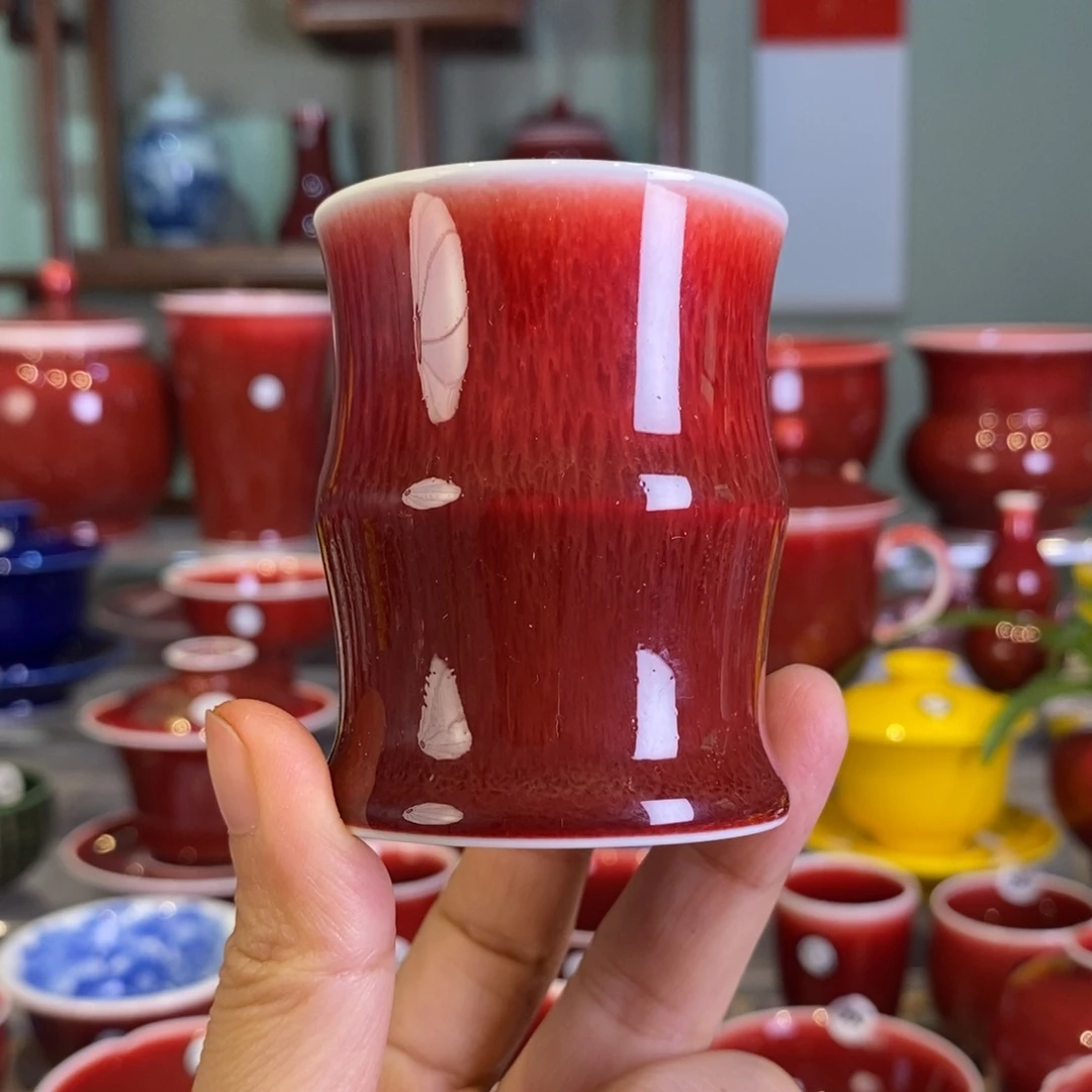 清欢雅玩原矿郎红竹节杯