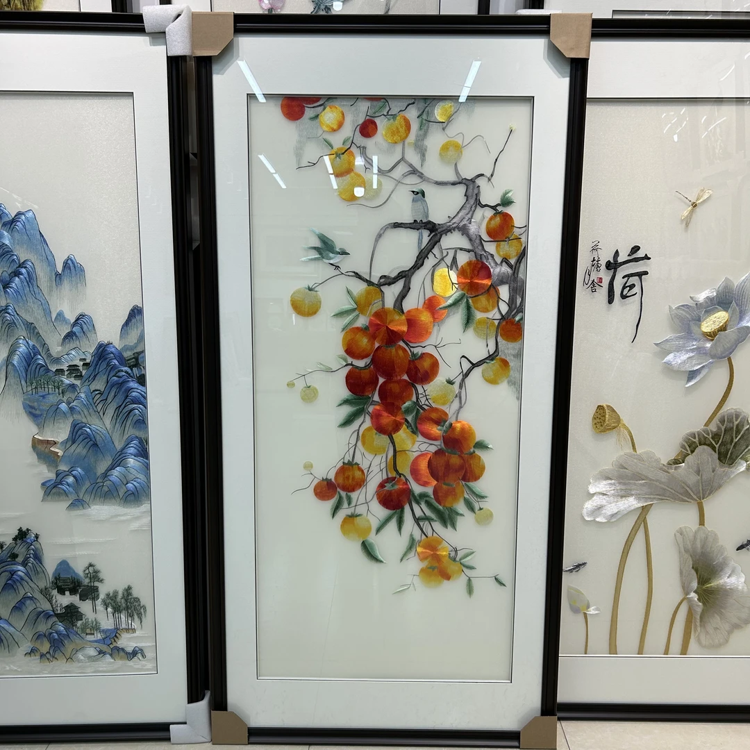 2025新品【事事如意定制版】新中式玄关画苏绣挂画装饰画柏品会苏绣