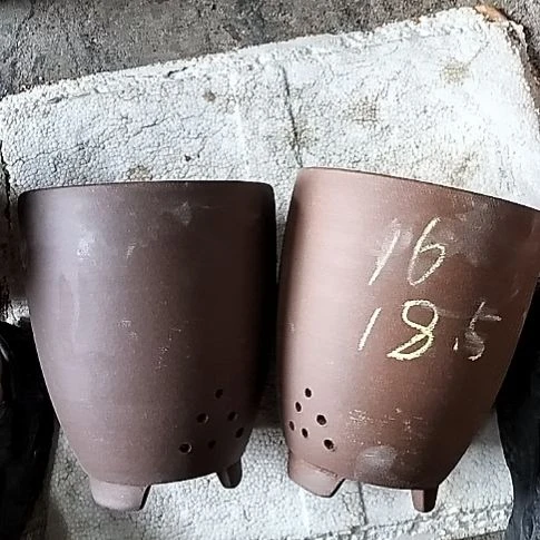 三角两个花盆紫砂