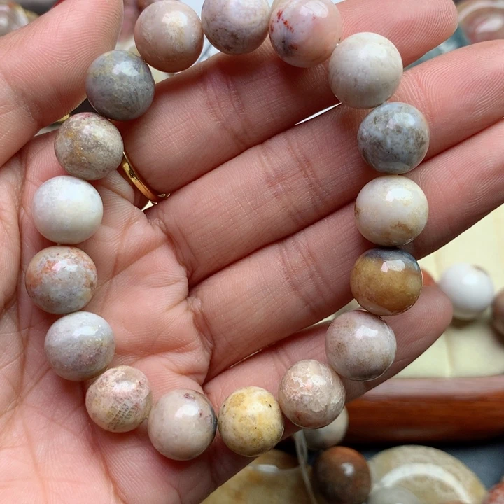 硅化珊瑚（珊瑚玉）颈饰足银镀金镶嵌