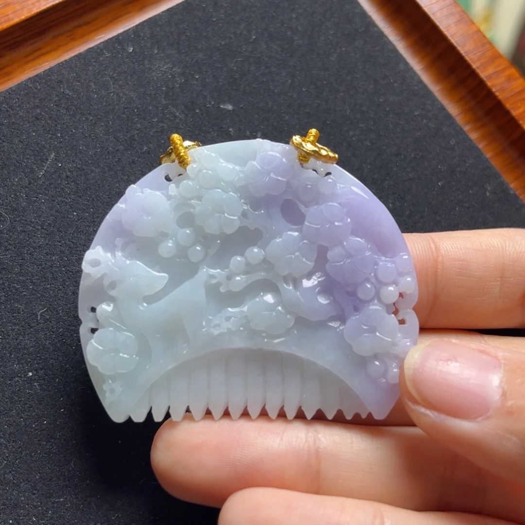 颈饰未镶嵌翡翠紫梳子