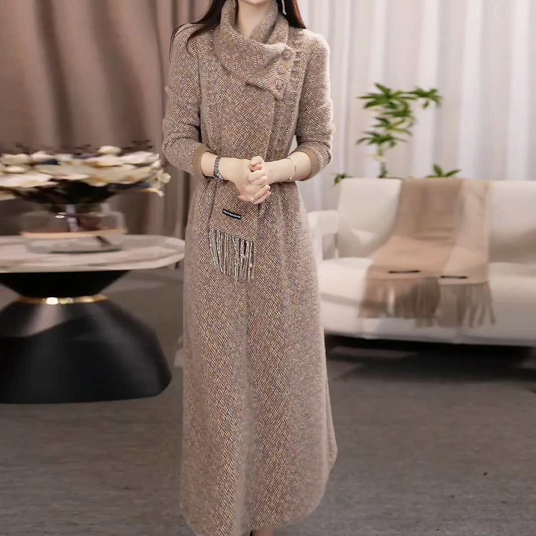 女装连衣裙时尚加厚2025秋冬新款修身显瘦气质修身中长款女士裙子