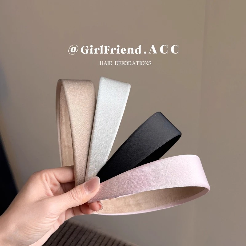 高级感缎面宽边发箍女2025新款简约高级感投顾高颅顶百搭发卡头饰