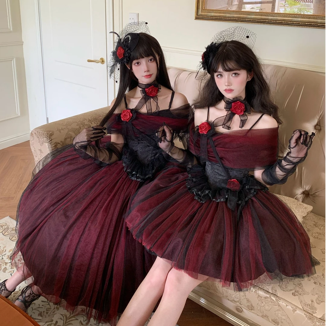 【桑格林的赞礼】高雅红色暗纱聚会氛围感长款连衣裙