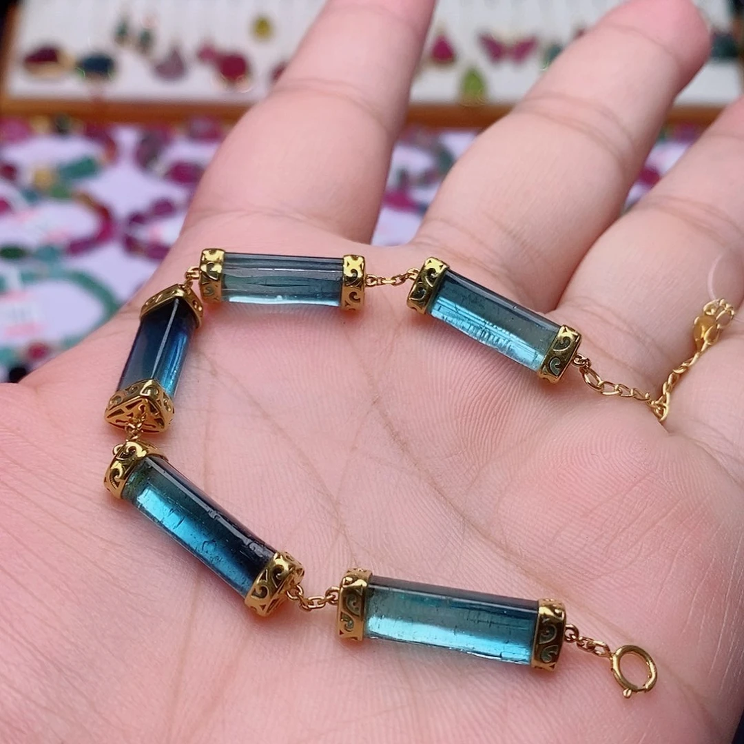 碧玺手链18K金镶嵌碧玺手链