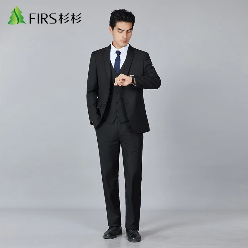FIRS/杉杉高档【总裁系列】男士商务西服套装婚面试礼西装(不开叉）