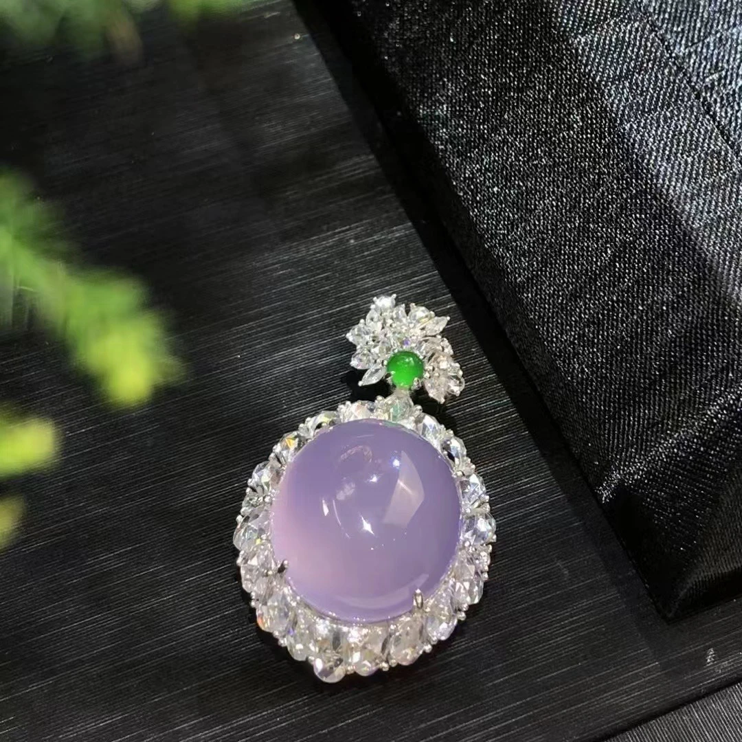 银s925镶嵌紫罗兰玉髓大蛋面吊坠