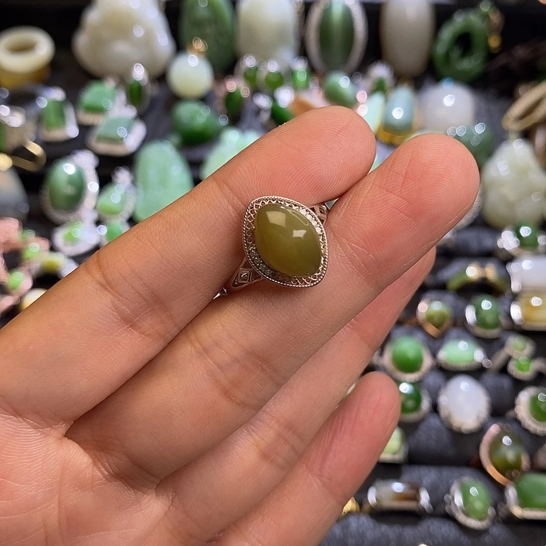 和田玉银S925镶嵌挂件