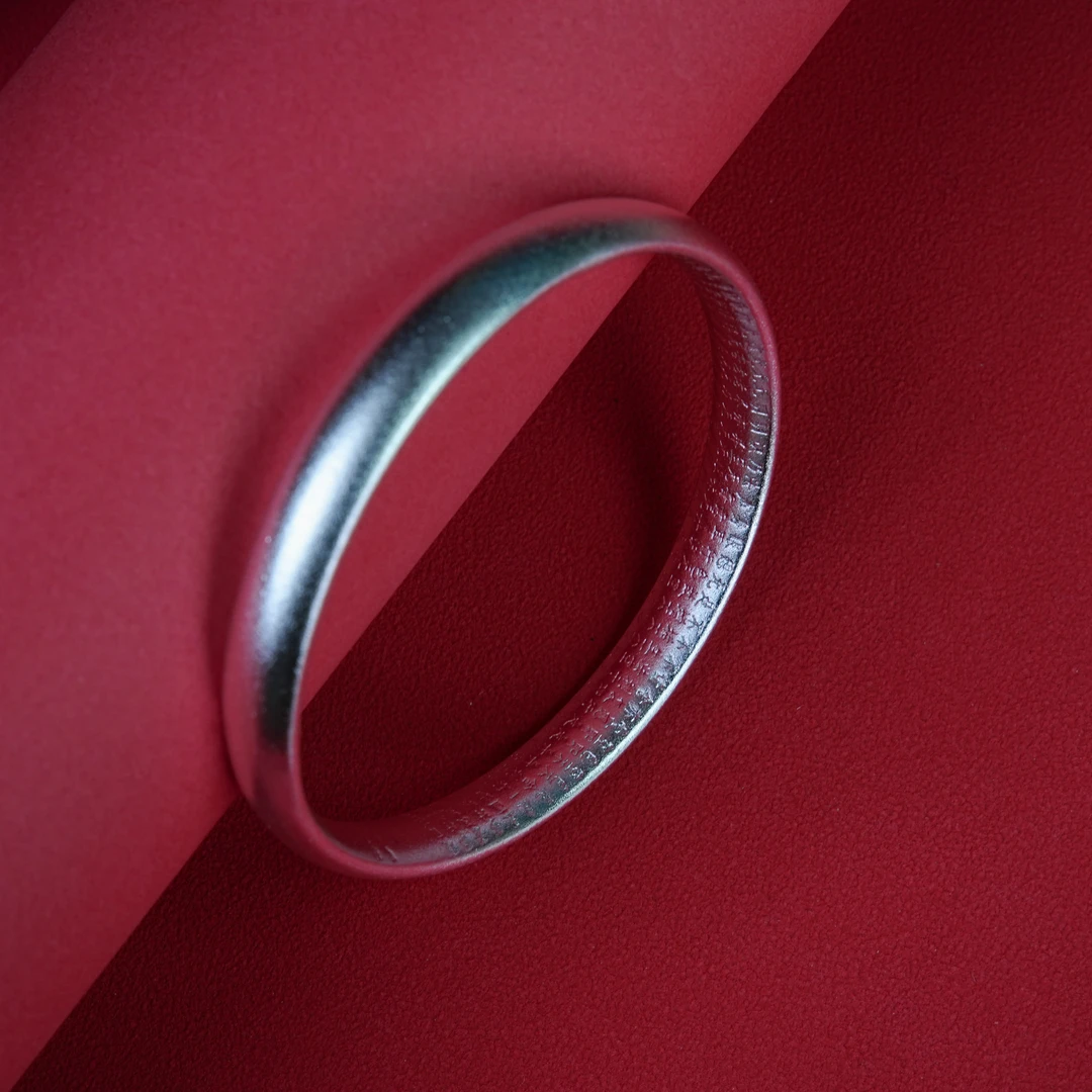 亮面古法 宽心经银色手镯无礼盒