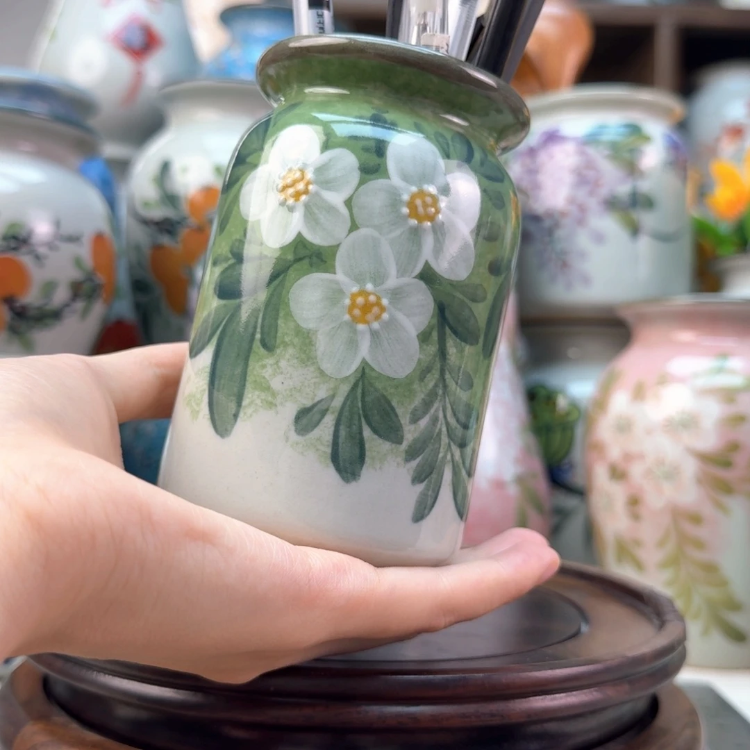 景德镇陶瓷手绘花瓶无孔