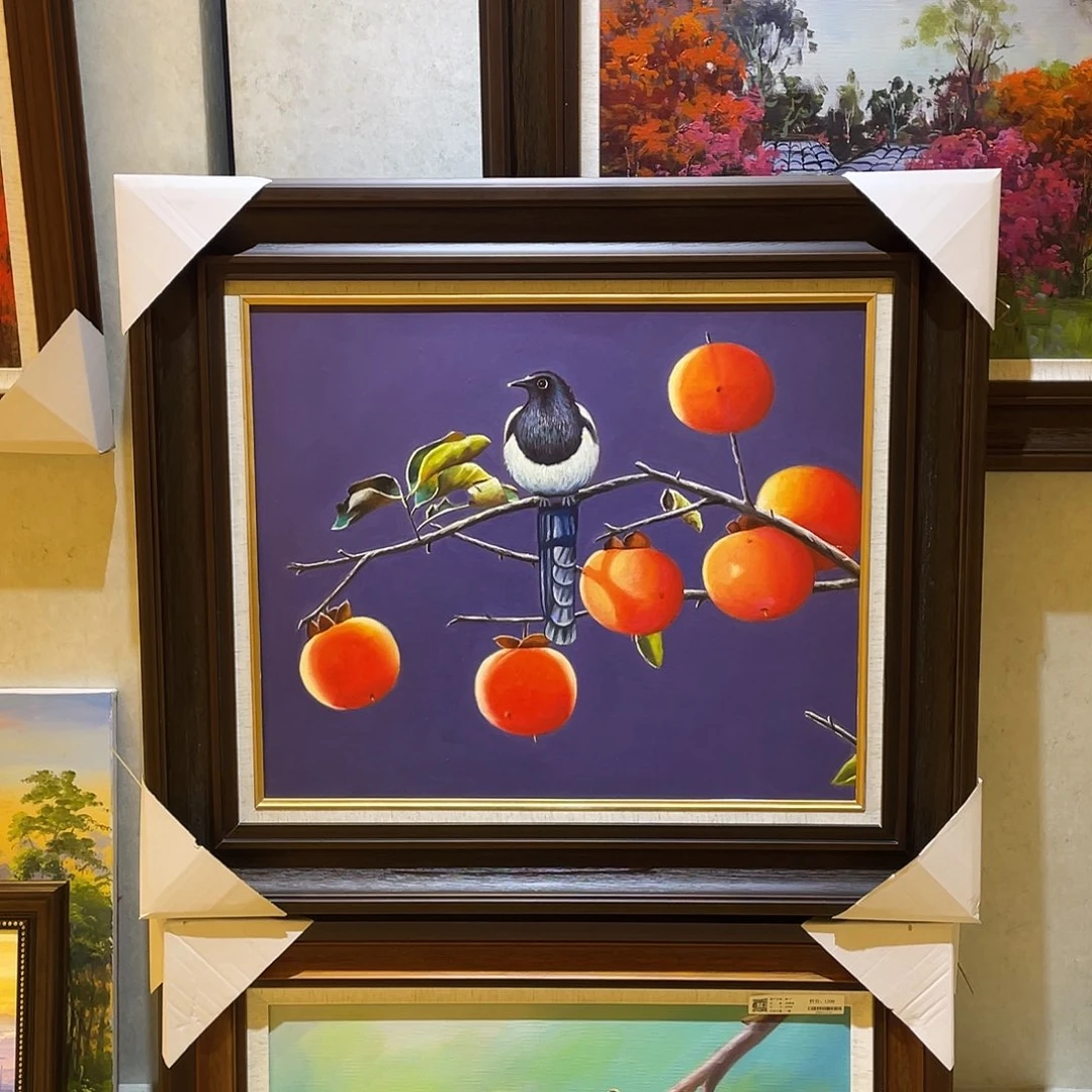 横款纯手绘油画，带框70*80cm