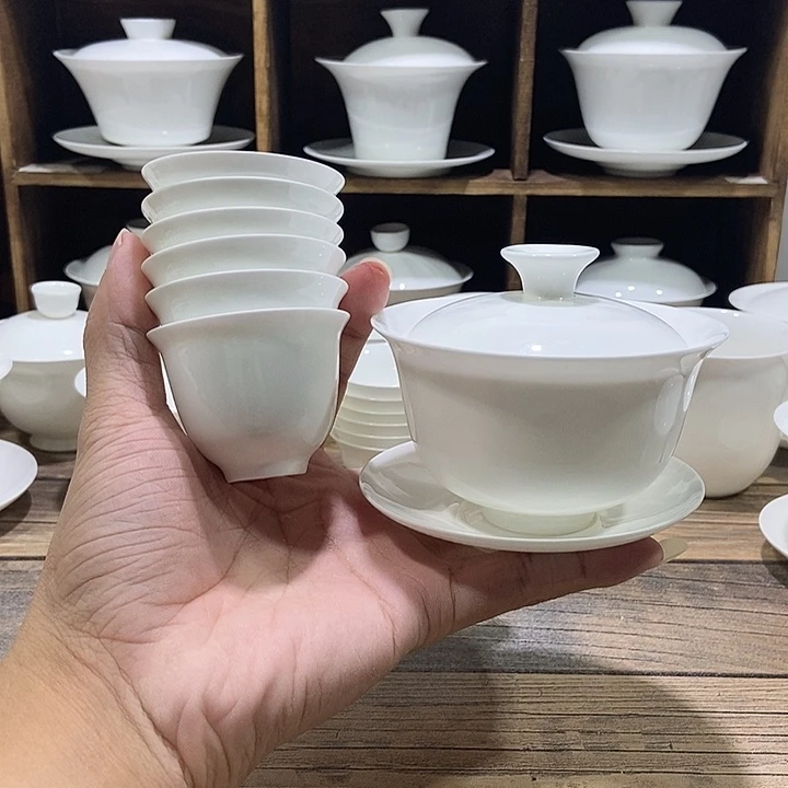 骨瓷大反盖碗盖下约135ml+6铃铛杯40ml