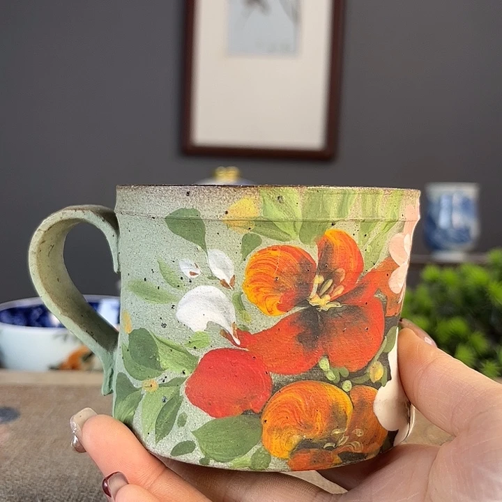 摆件景德柴烧茶杯多人