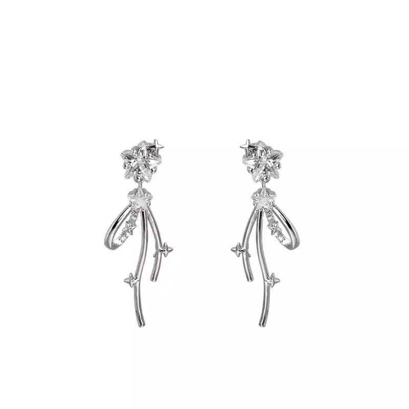 铜合金耳饰 个性女星星/日月宇宙耳钉长款简约轻奢设计感可爱欧美