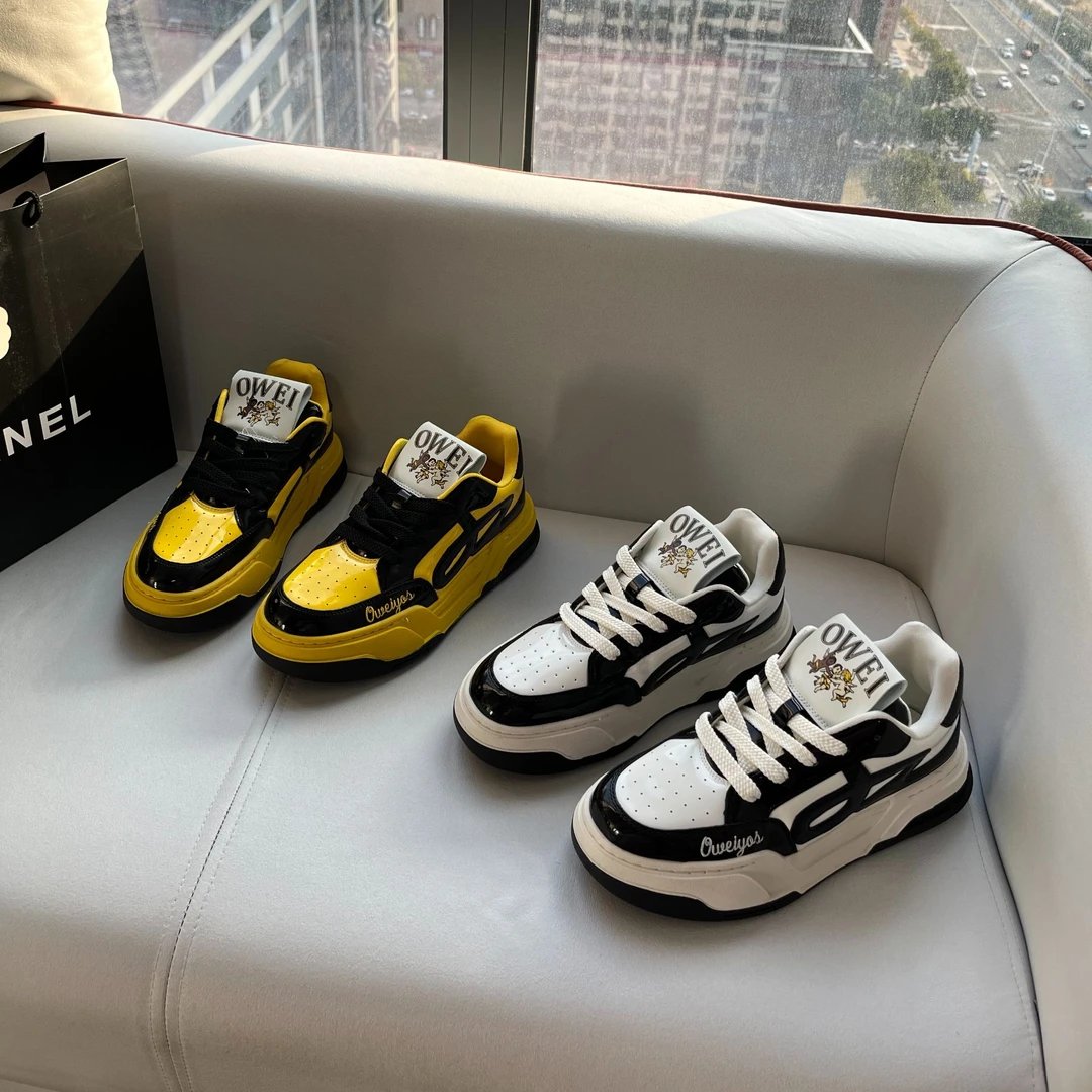 2025新款复古小众设计时尚休闲板鞋女鞋撞色厚底舒适面包鞋潮鞋女