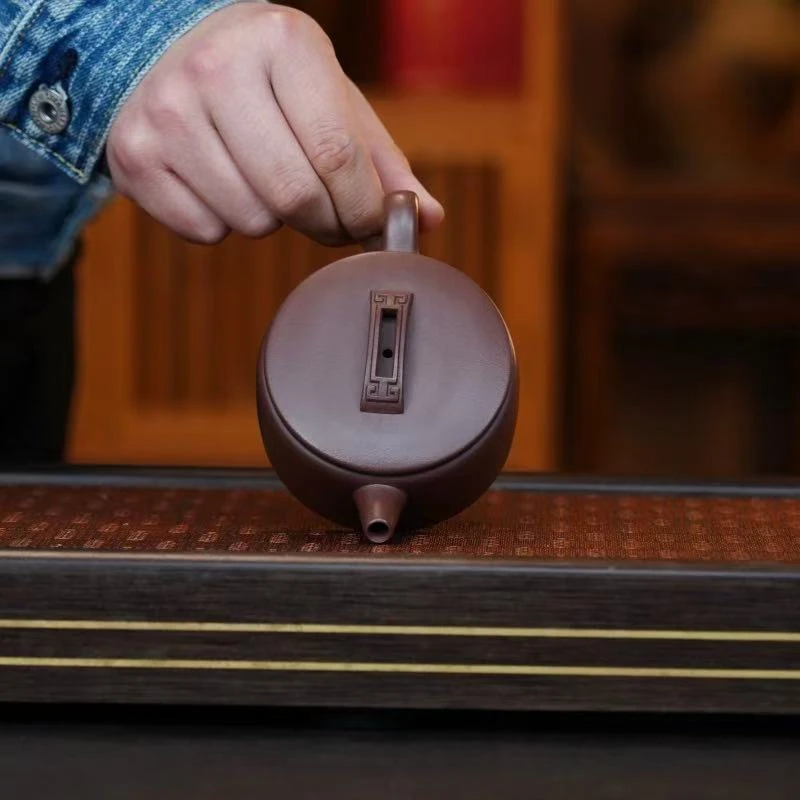 MXW底槽青【如意汉瓦200CC】宜兴黄龙山手工紫砂壶