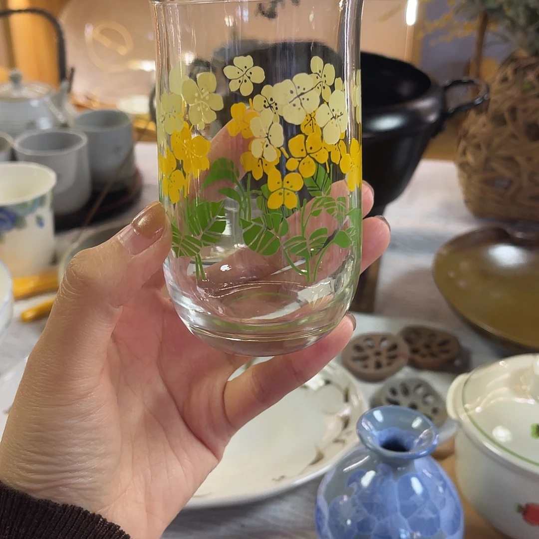 玻璃无盖款春意盎然小花冷水杯2