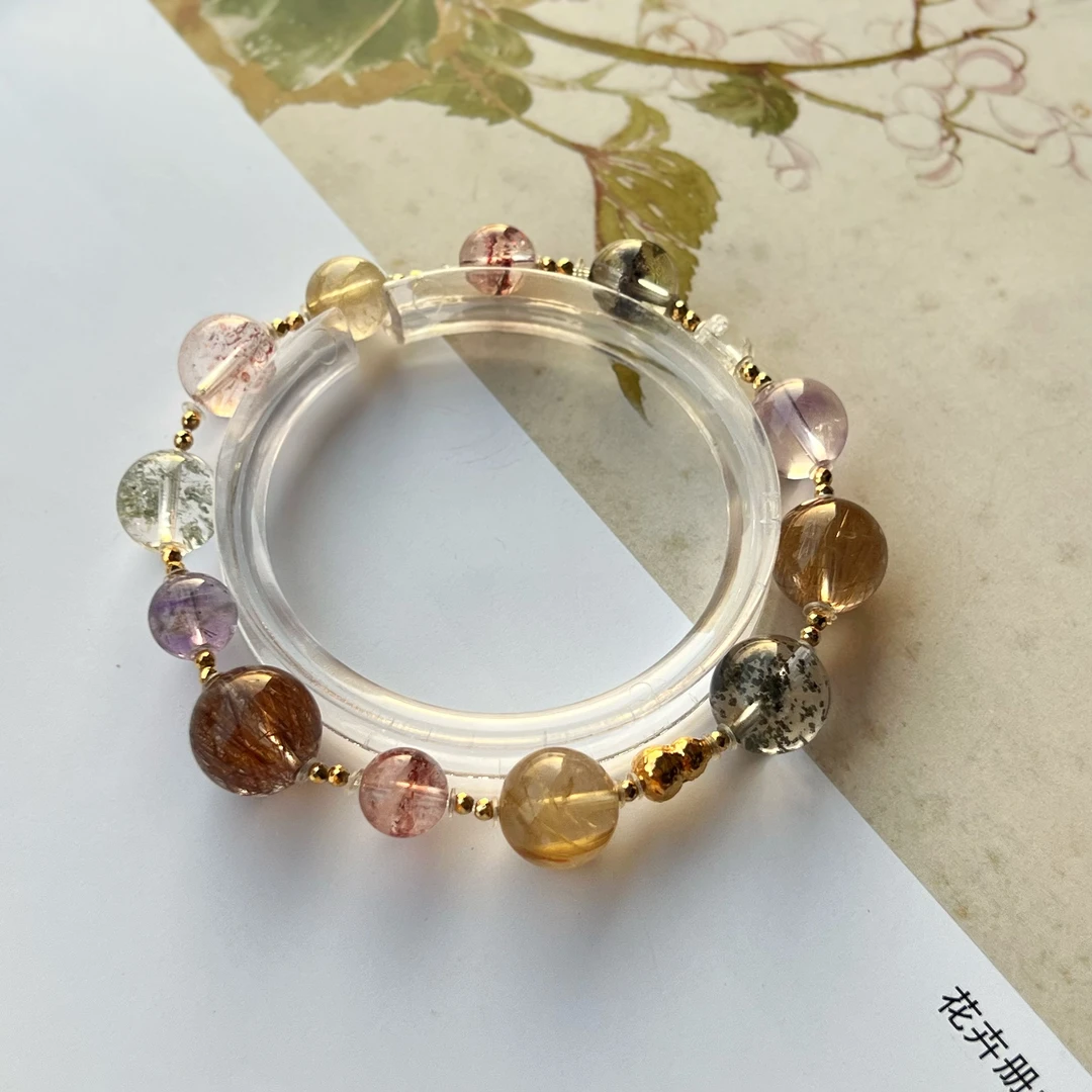 【满满】天然水晶手串多宝18k金