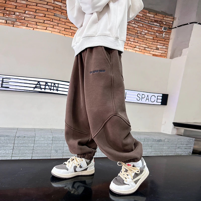 男童加2025新款韩版潮流绒休闲运动卫裤韩版宽松儿童秋冬季长裤