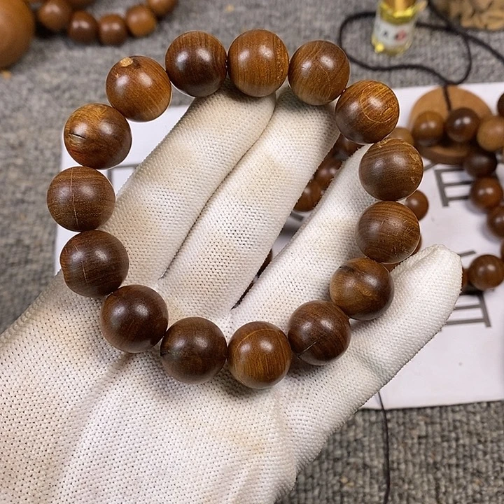 檀香木手串/手链老山檀香黑肉横纹1.5沉水瑕疵