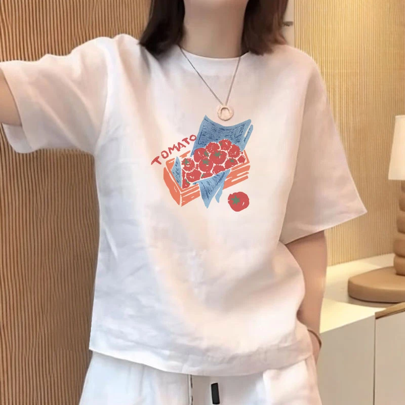 白色纯棉短袖t恤女装2025新款爆款宽松百搭显瘦遮肚子上衣女夏季