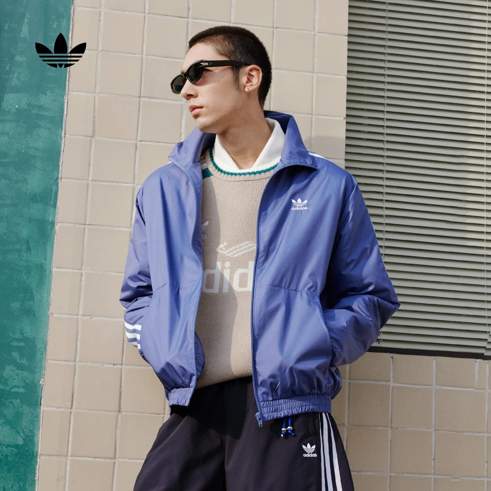 流光风 阿迪达斯三叶草 经典三条纹梭织运动立领夹克外套JM2715