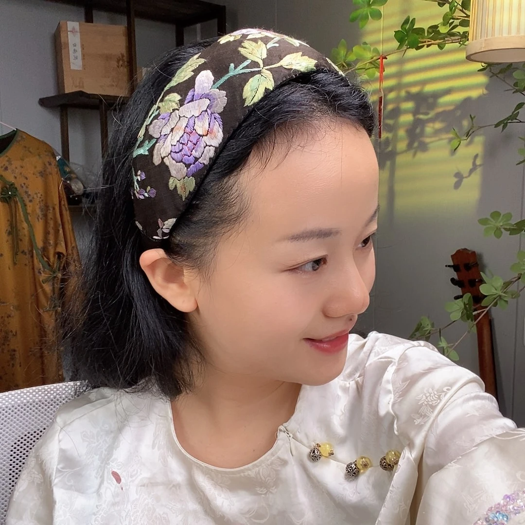 刺绣老绣手工刺绣发箍