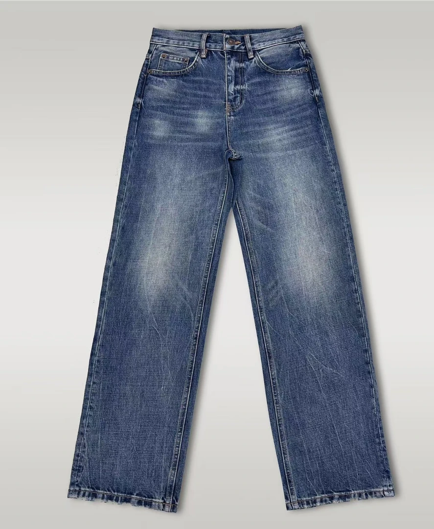 【清货明星同款】2025春款新款高腰显瘦复古水洗直筒牛仔裤女78016