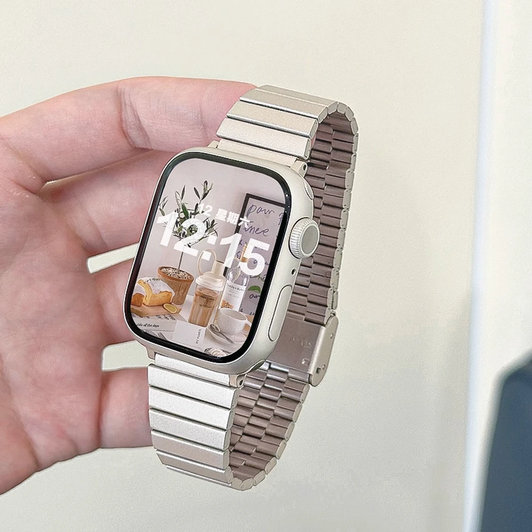 适用苹果手表高级感小蛮腰竹节不锈钢applewatch表带iwatch10代SE