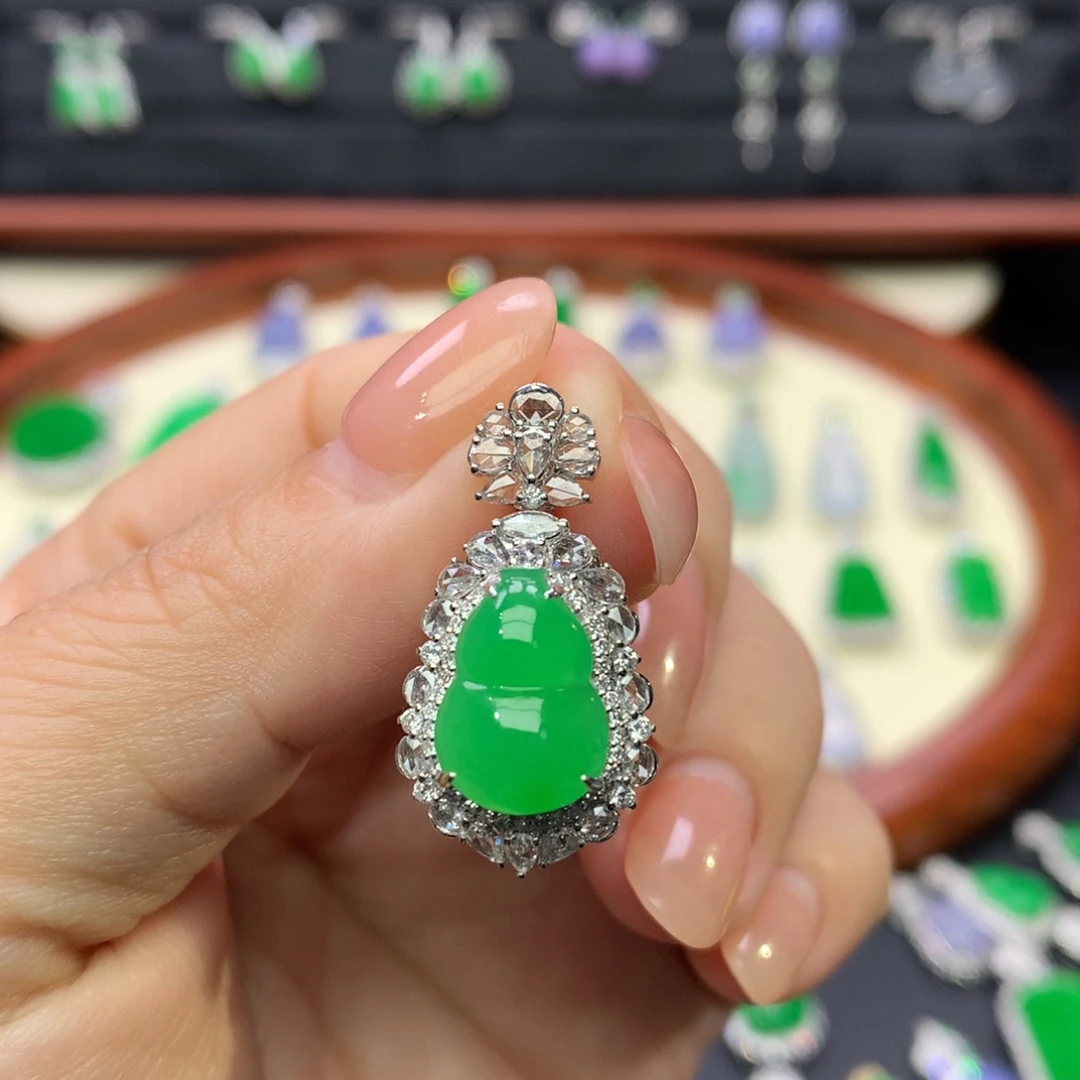 翡翠18K金镶嵌吊坠(不含链)