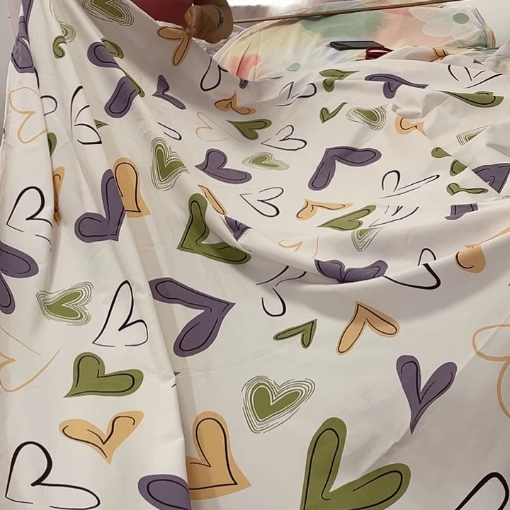 棉老粗布米色大爱心床单