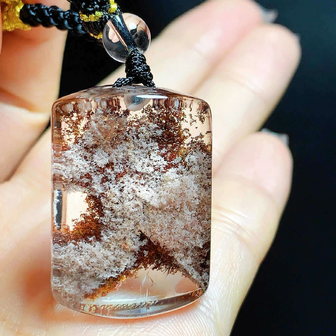 东海水晶天然彩幽灵水晶吊坠毛衣链无事牌彩幽灵纯天然100%真品