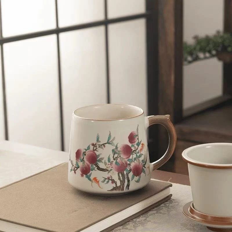 陶瓷茶杯茶水分离家用大容量泡茶过滤个人专用中式杯子办公室E914