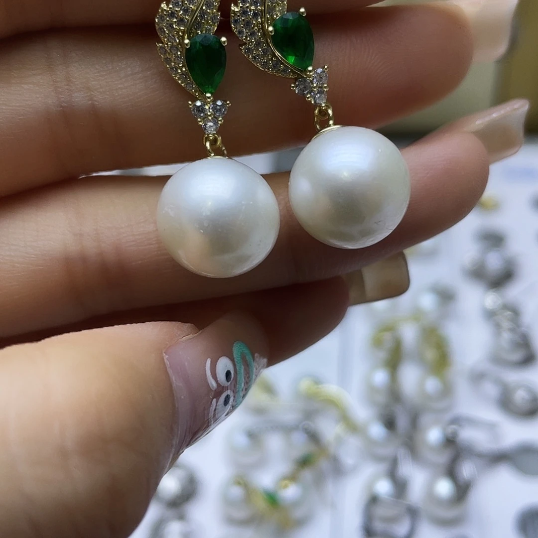 银S925镶嵌淡水珍珠耳饰