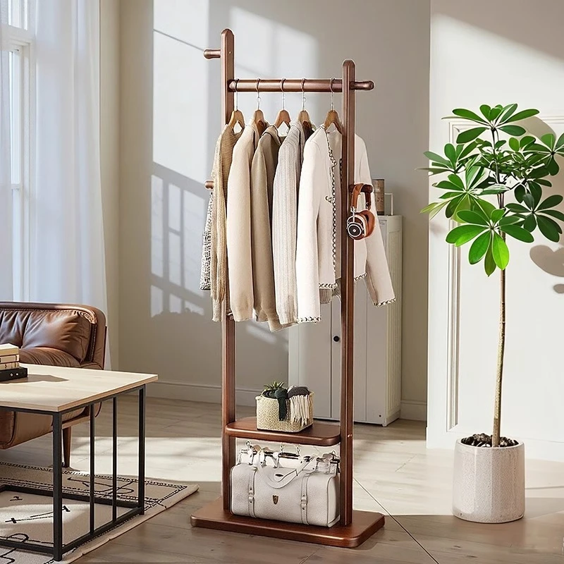 实木多功能衣帽架家用落地式小型衣服挂架办公室房间挂衣服的架子