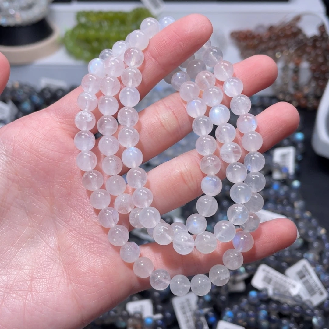 长石手链未镶嵌多圈奶油体蓝月光6m