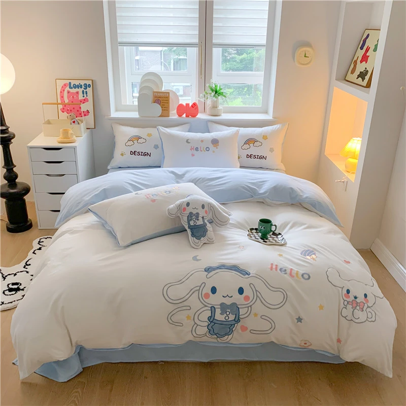 卡通儿童100全棉四件套纯棉床单被套可爱床品三件套宿舍床笠男女