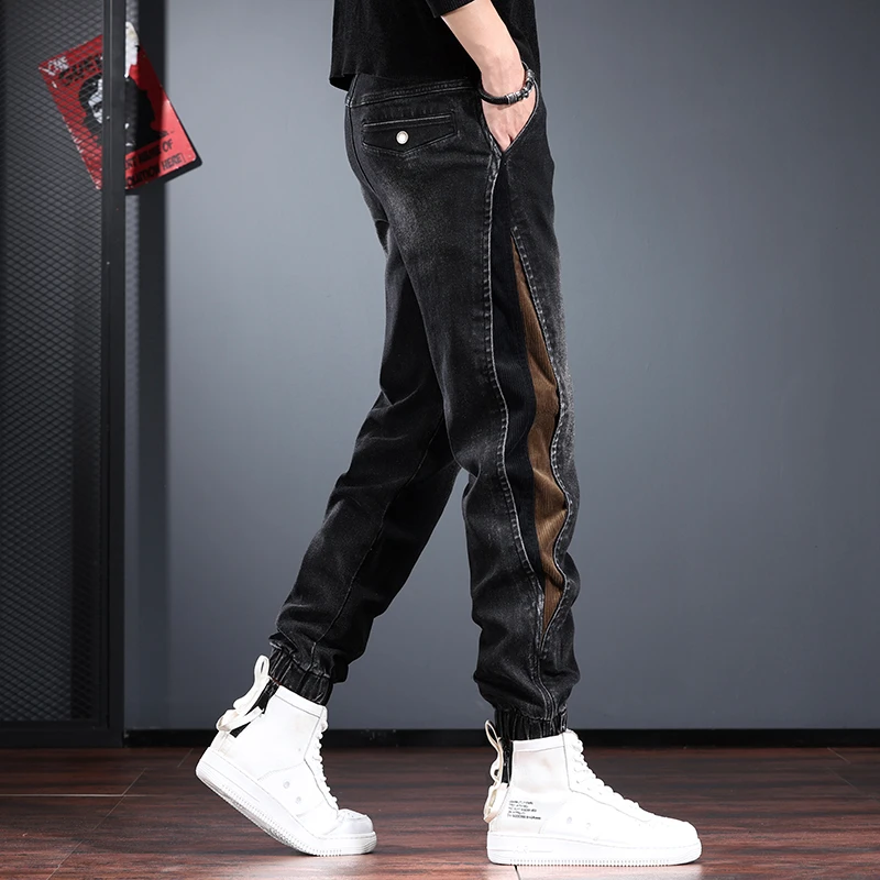 秋季牛仔裤男2025新款时尚设计感束脚哈伦裤痞帅炸街复古工装裤潮