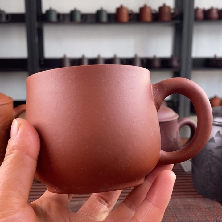 紫砂茶杯宜兴原矿紫砂盖杯微瑕