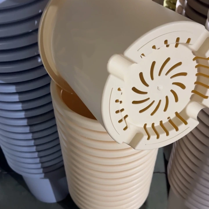 四季7号6个米黄色的口径33高33花盆