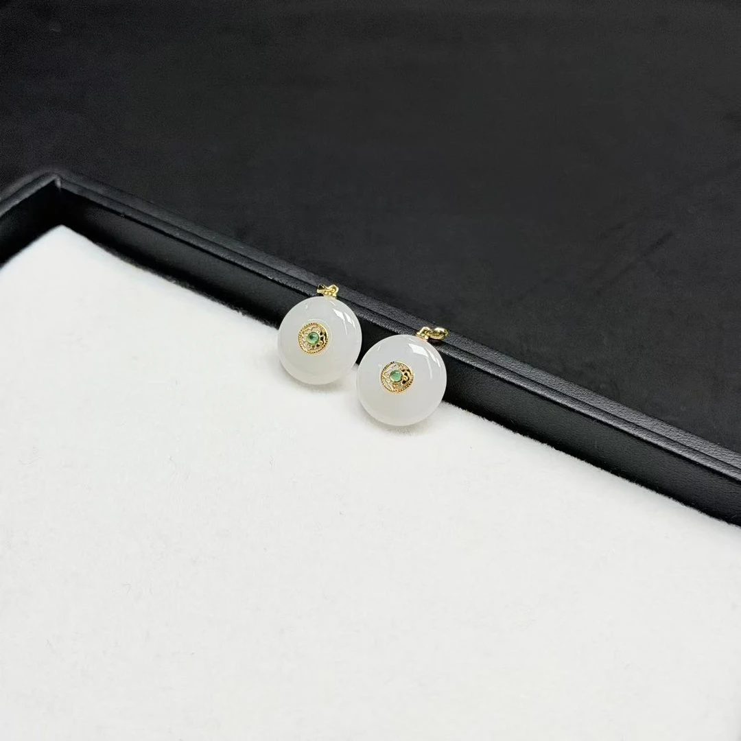 【睿泽赏宝】S925和田玉平安扣吊坠有瑕/多样性发一13*5KL0010554