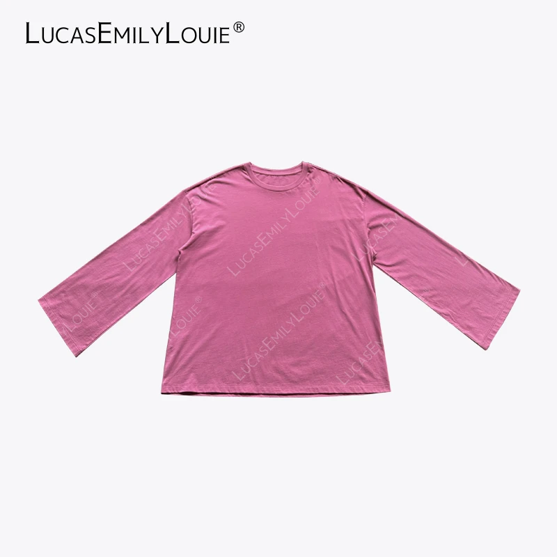 LUCASEMILYLOUIE 极简净版棉质舒适圆领套头衫长袖防晒T恤2410468