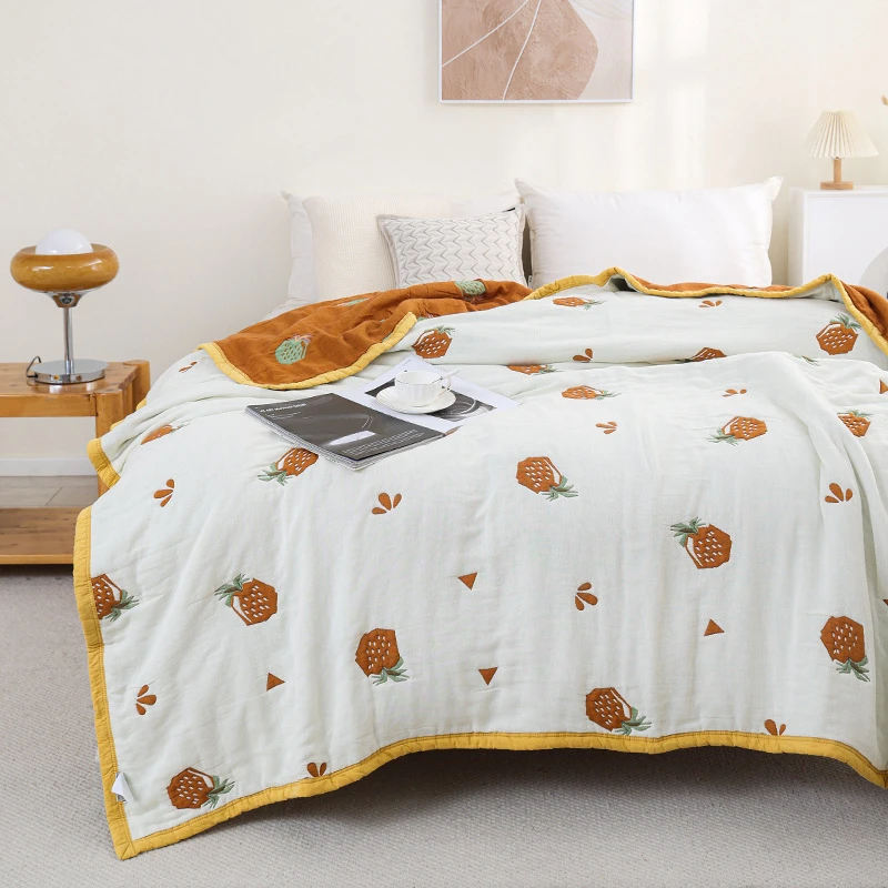 【泡芙被】卡通款150*200纯棉纱布泡芙被  小菠萝